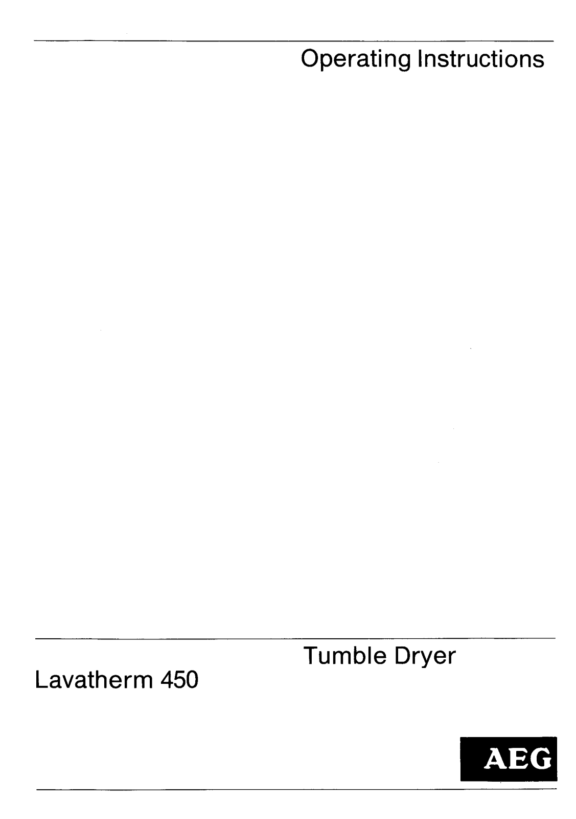 AEG Lavatherm 450 User Manual