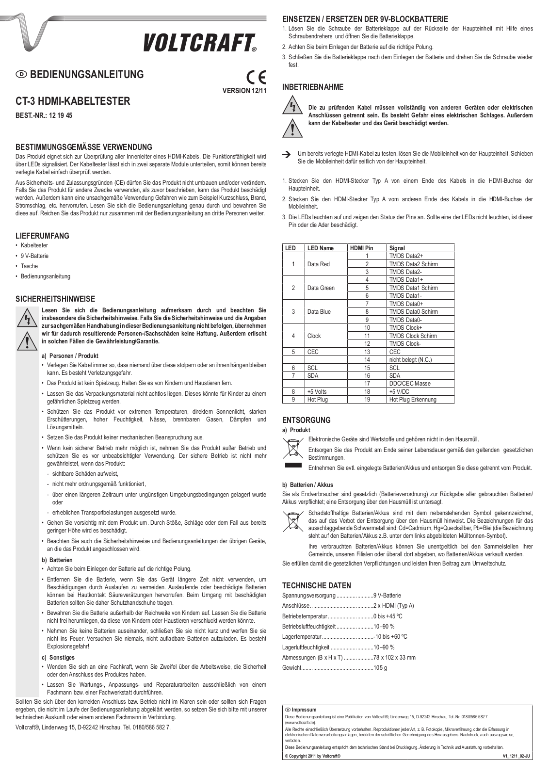 VOLTCRAFT CT-3 User guide