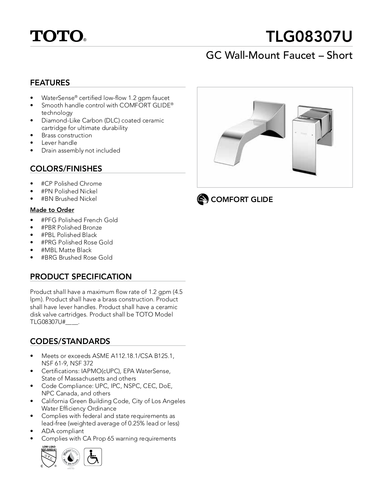 TOTO SBSA1642 Specifications - ManualMachine.com
