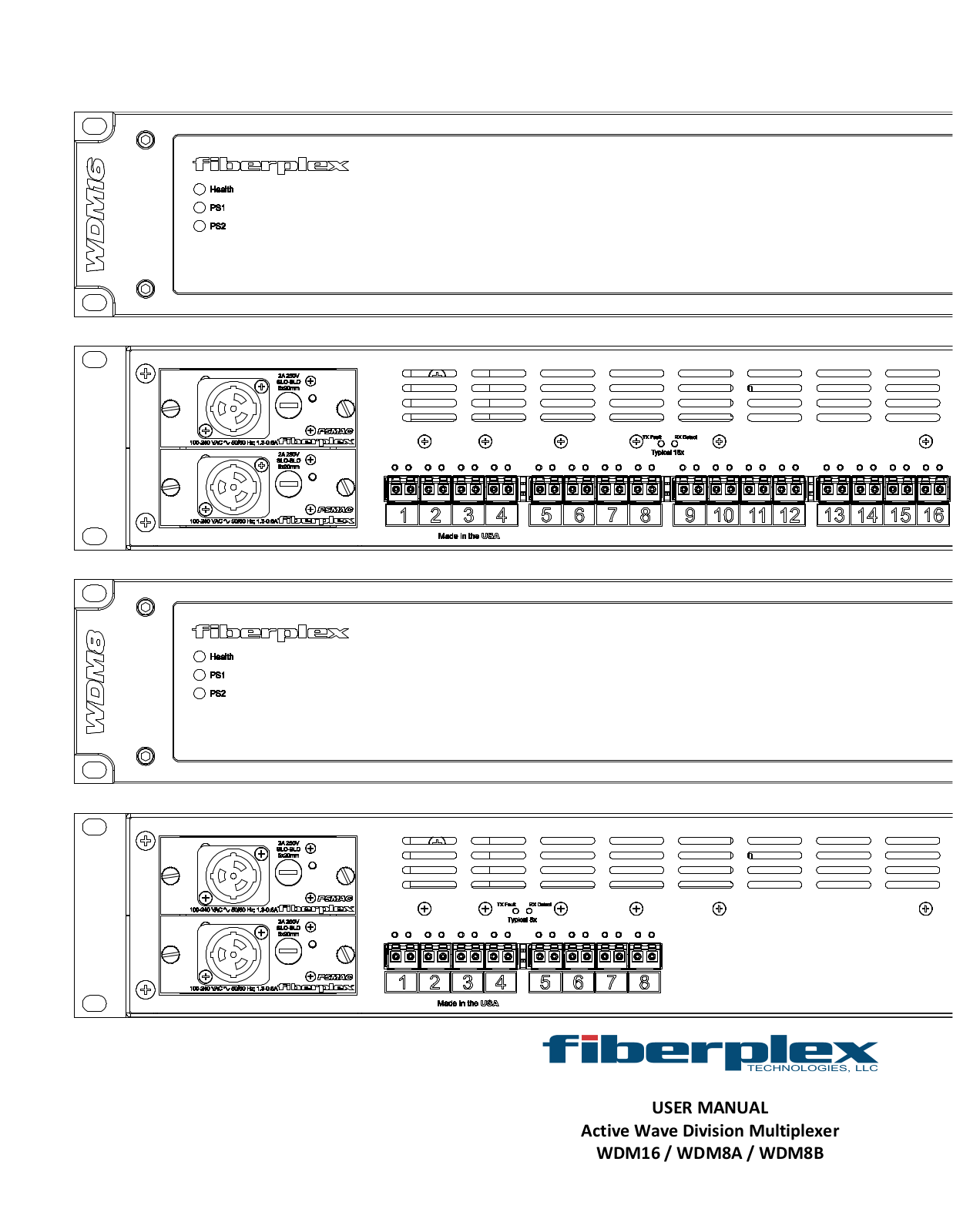 Fiberplex WDM16, WDM8A, WDM8B User Manual