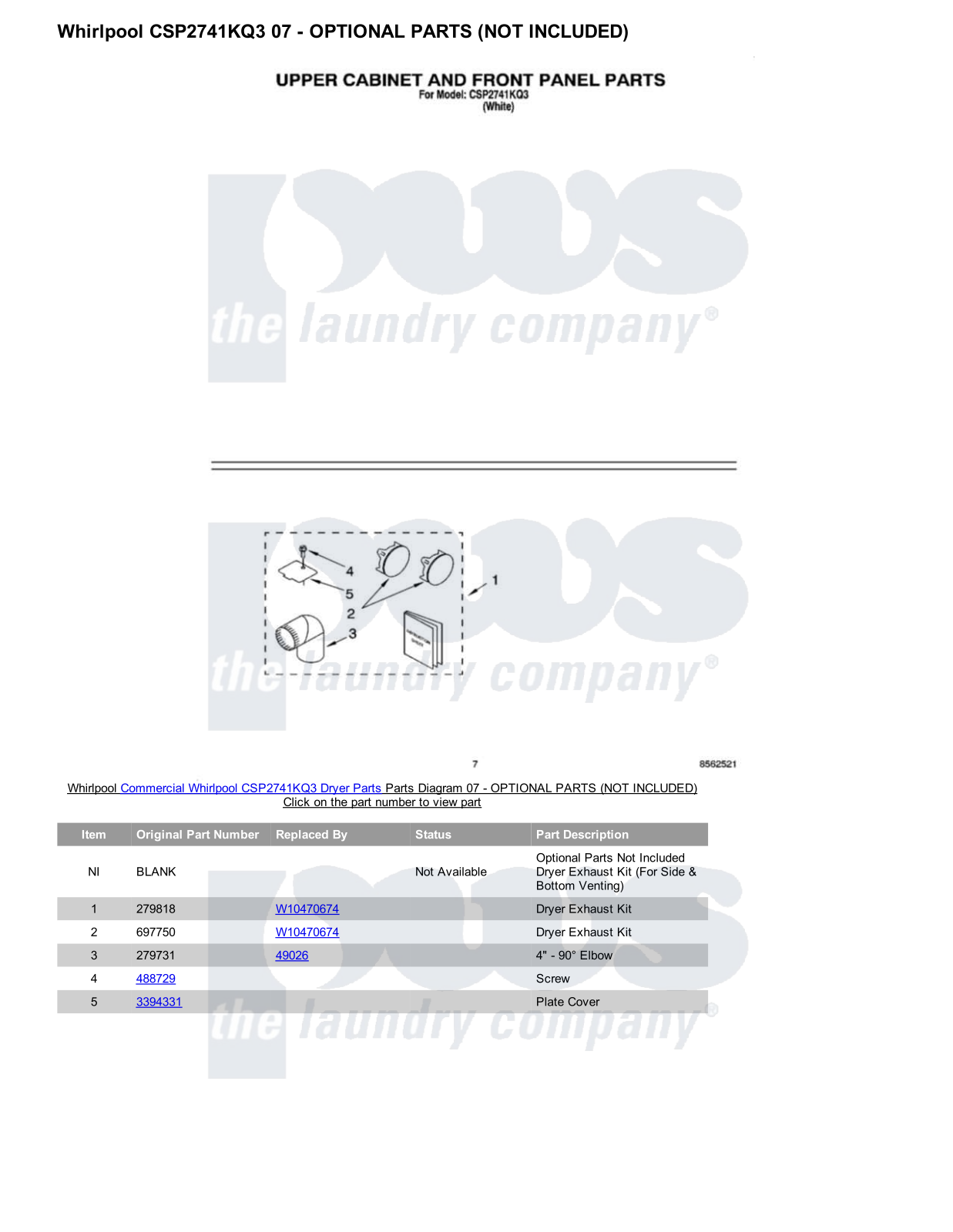 Whirlpool CSP2741KQ3 Parts Diagram