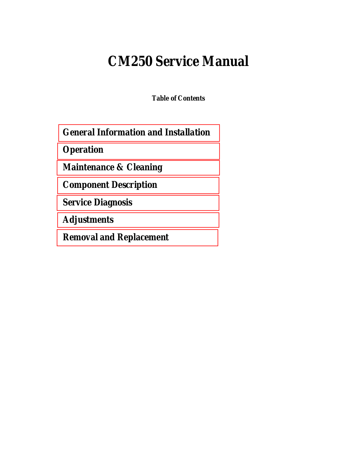 Scotsman CM250 SERVICE MANUAL