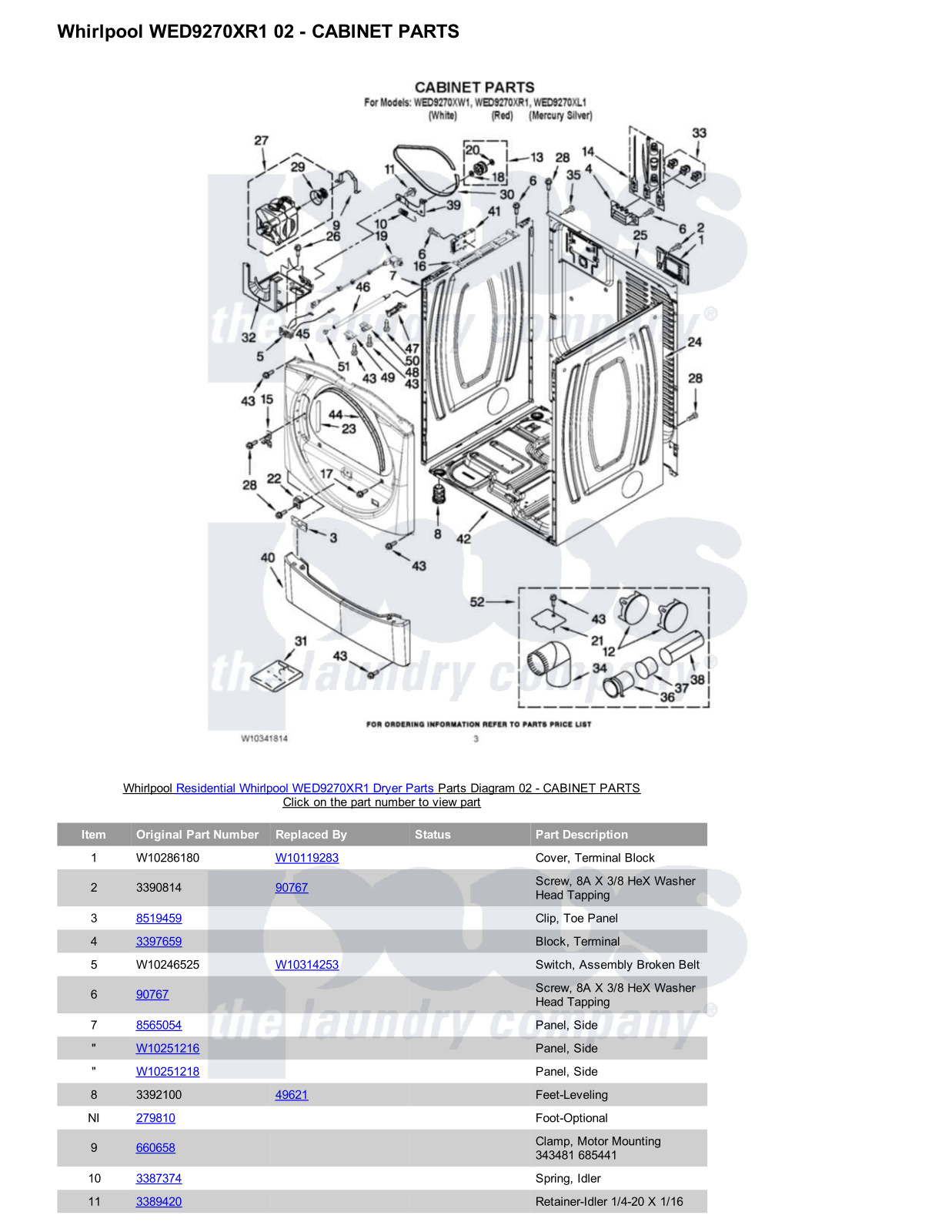 Whirlpool WED9270XR1 Parts Diagram