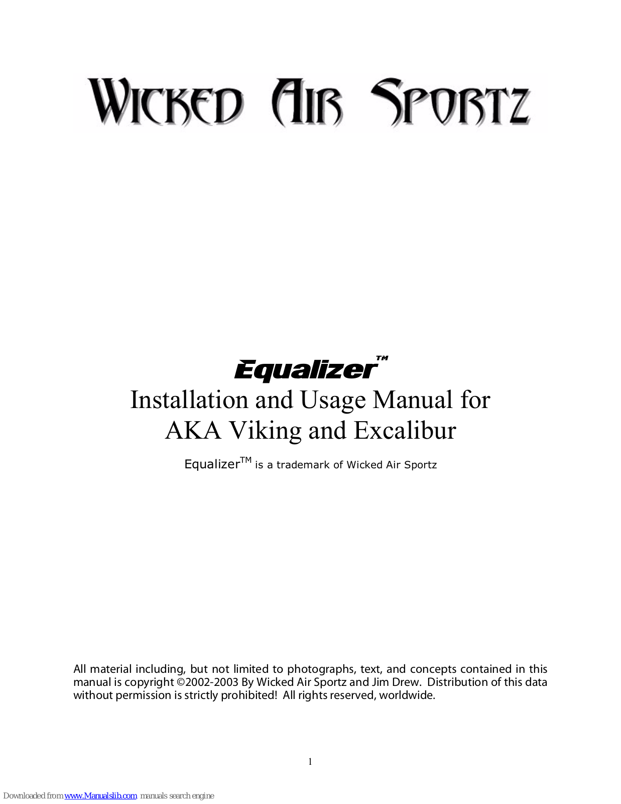 Wicked Air Sportz Equalizer Installation And Use Manual