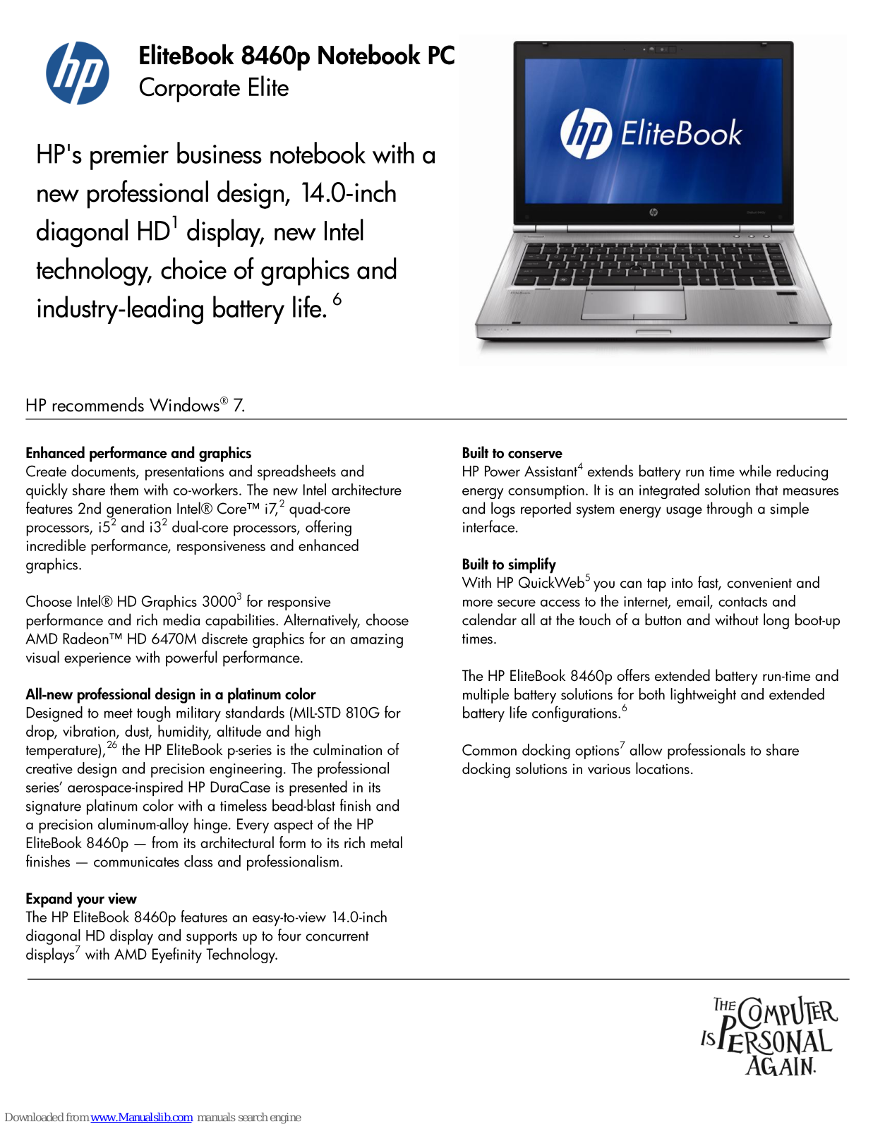 HP EliteBook 8460p Corporate Elite Brochure