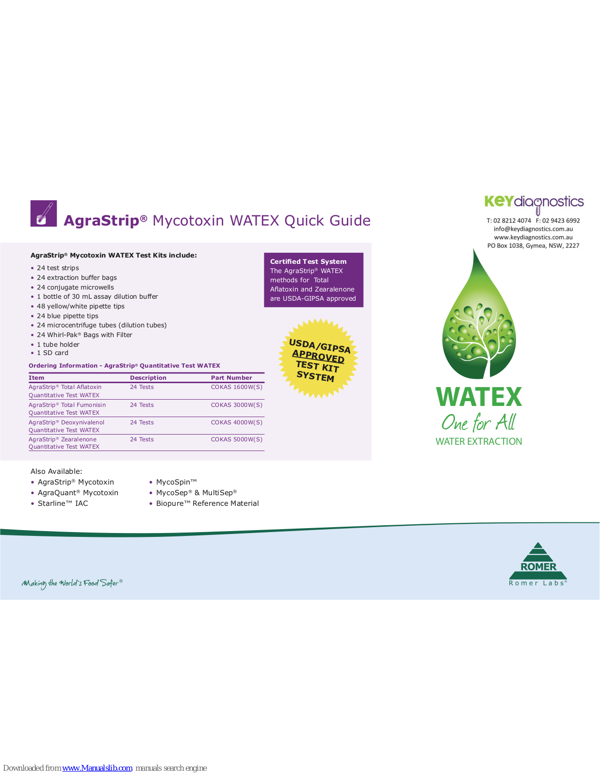 Romer AgraStrip Mycotoxin WATEX Quick Manual