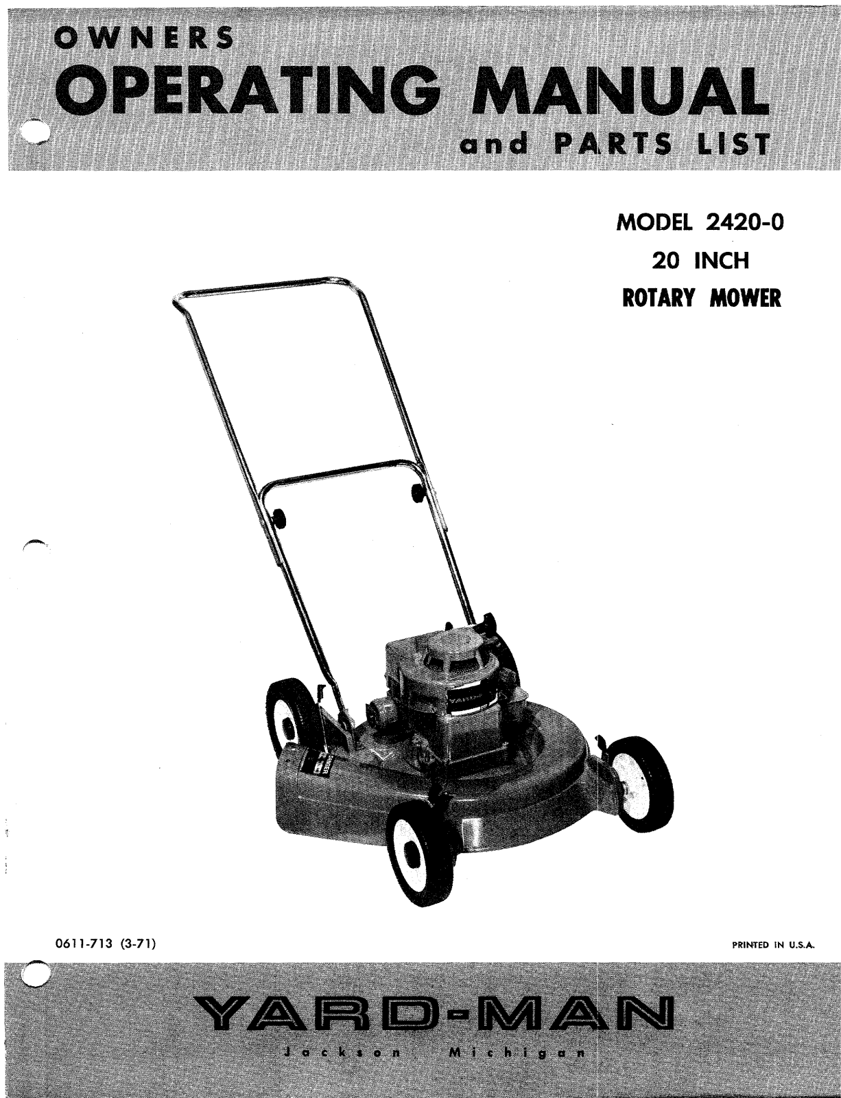 Yard-Man 2420-0 User Manual