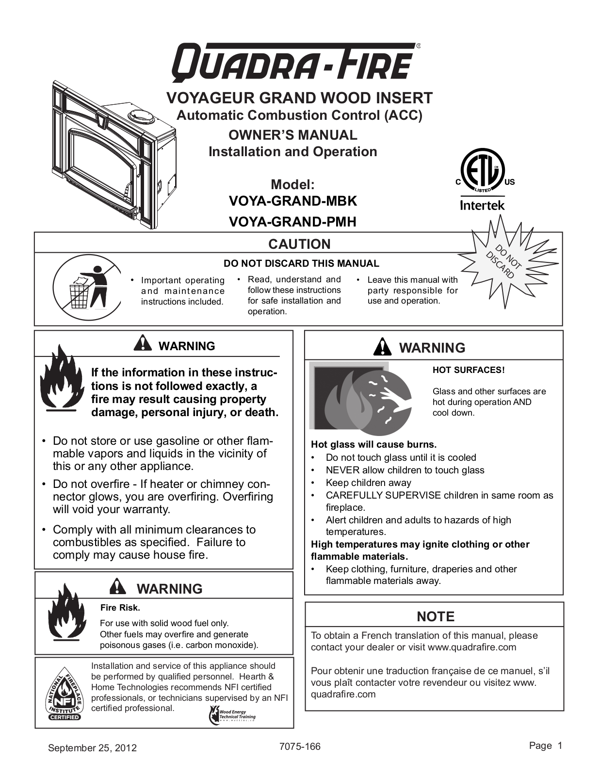 Radware VOYA-GRAND-MBK, VOYA-GRAND-PMH User Manual