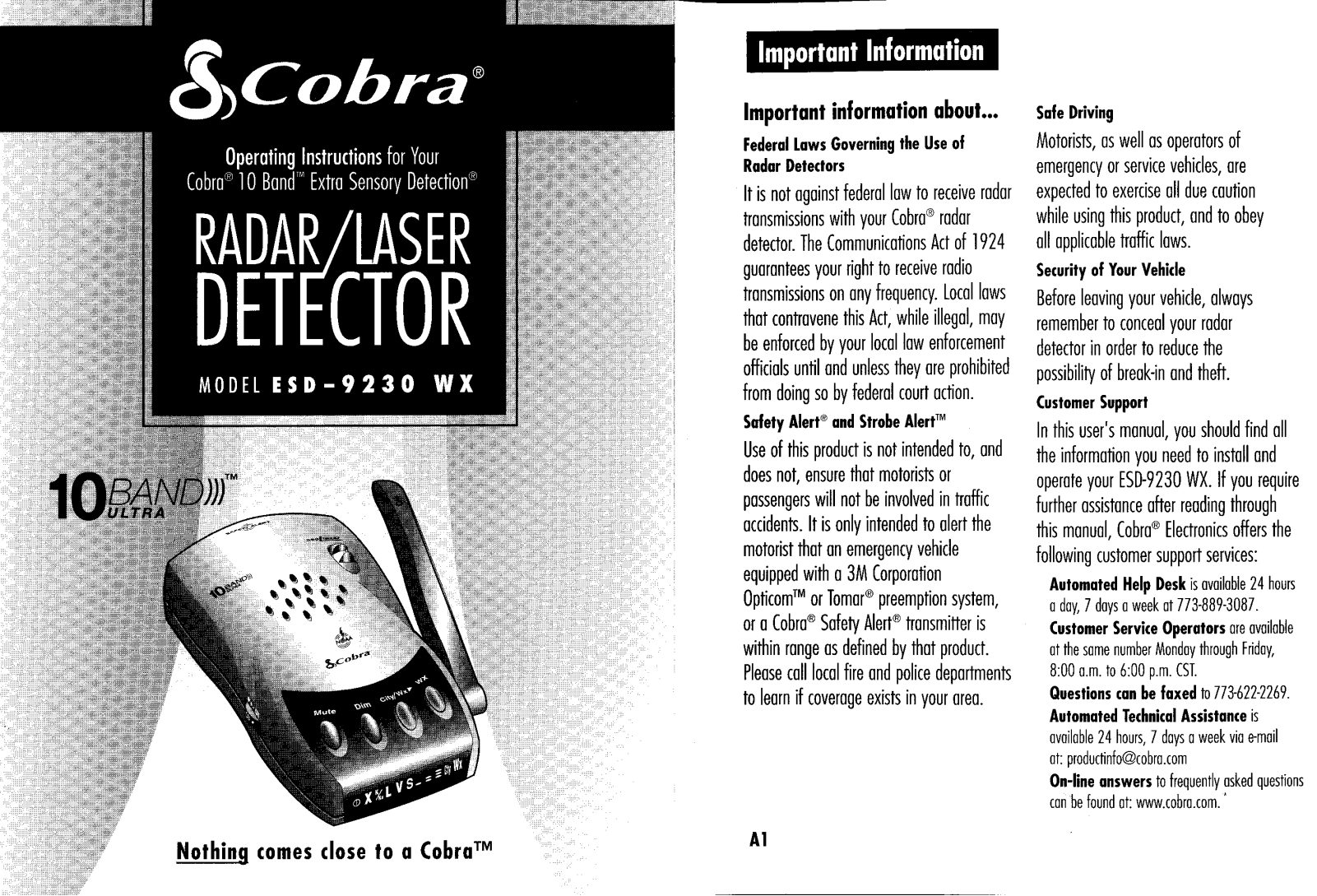 Cobra Electronics ESD9230WX Users manual