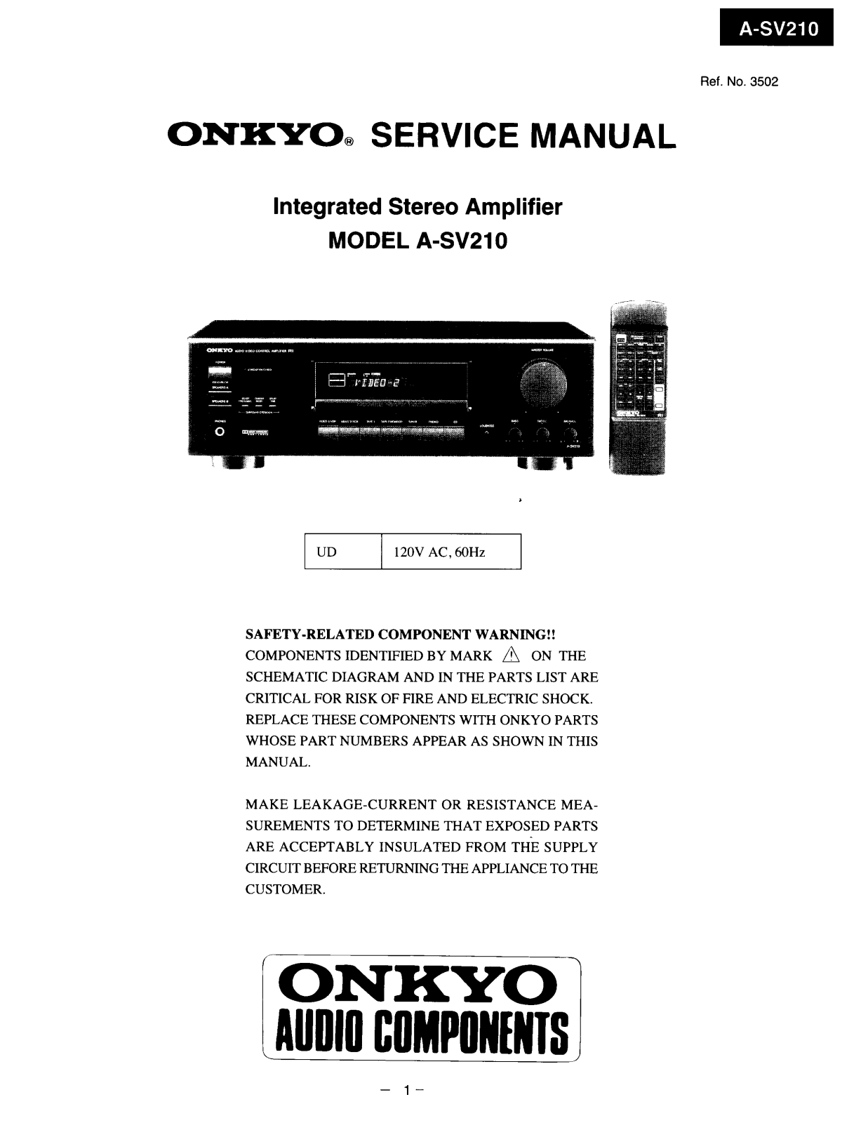 Onkyo ASV-210 Service manual