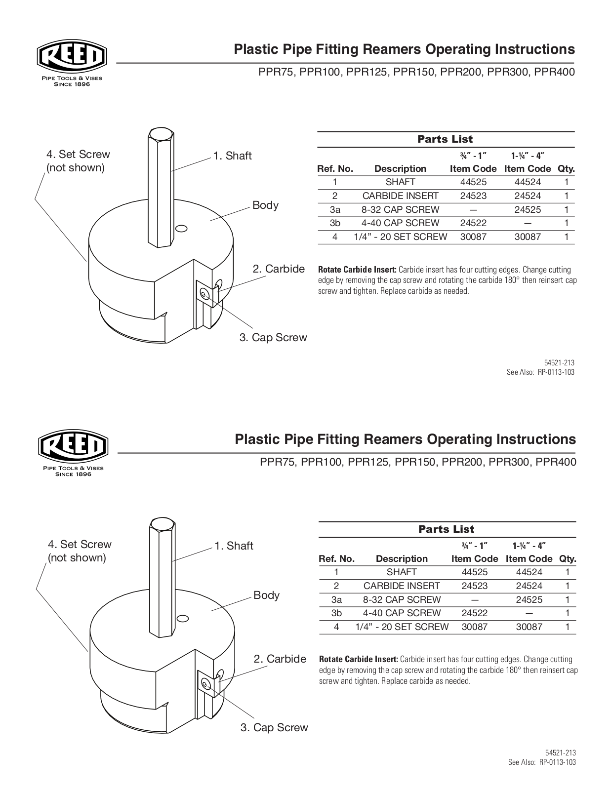 REED PPR75, PPR125, PPR100, PPR150, PPR200 Operating Instructions Manual - ManualMachine.com