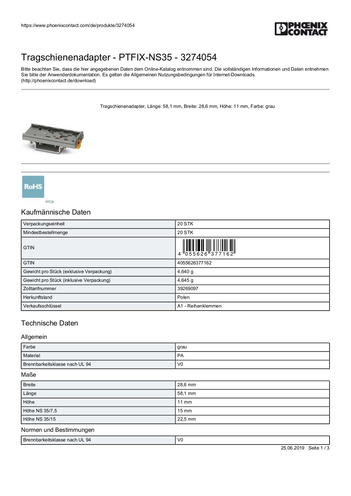 PHOENIX-CONTACT PTFIX NS35 Datasheet - ManualMachine.com