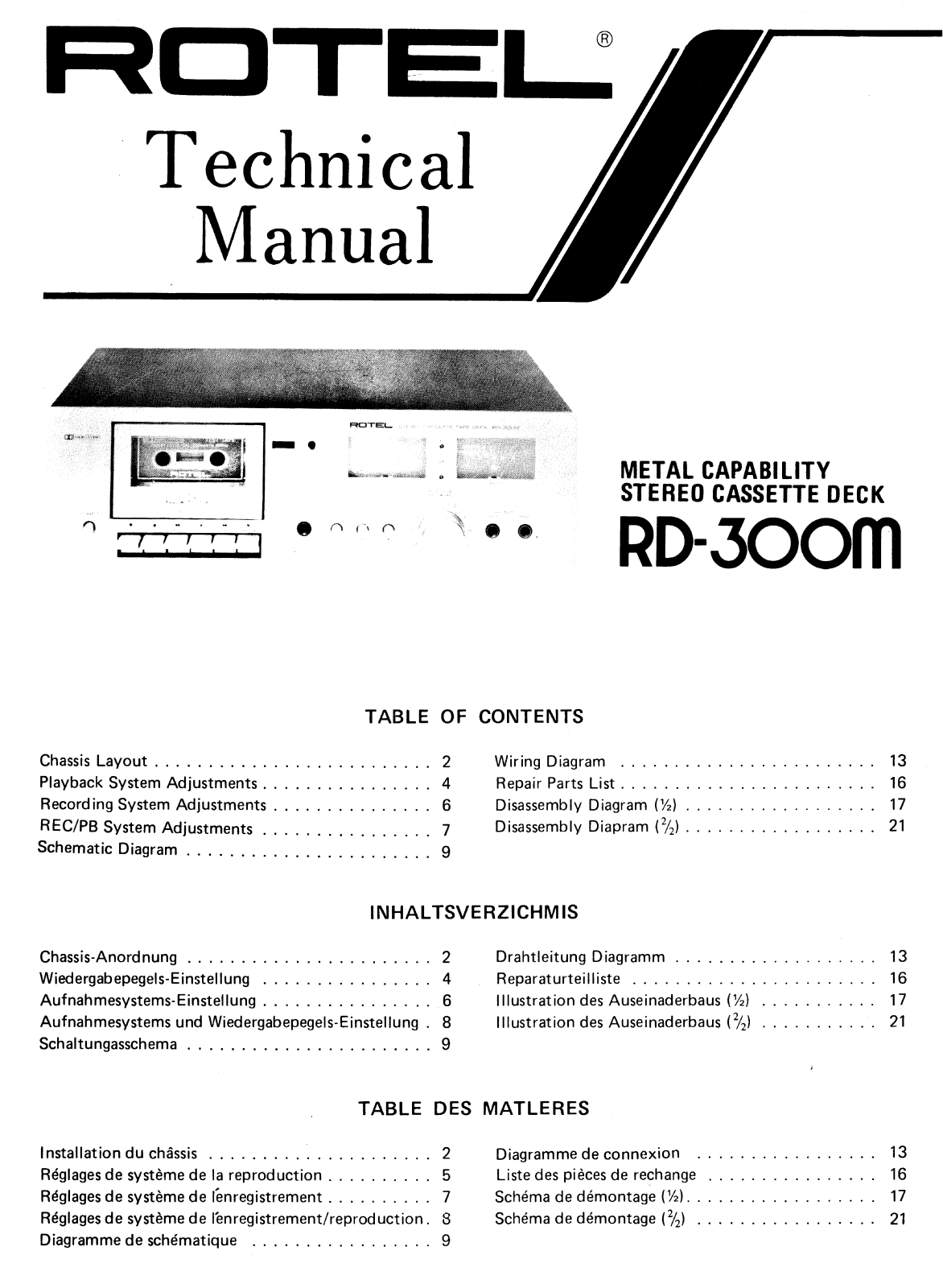 Rotel RD-300-M Service manual