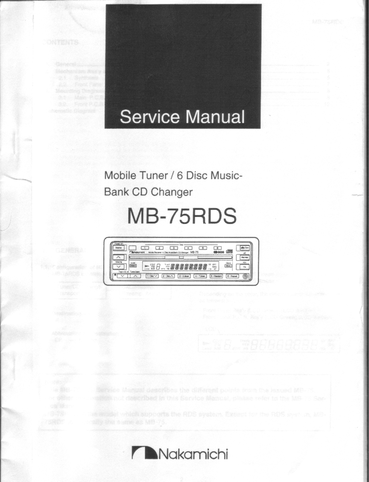 Nakamichi MB-75RDS Service Manual