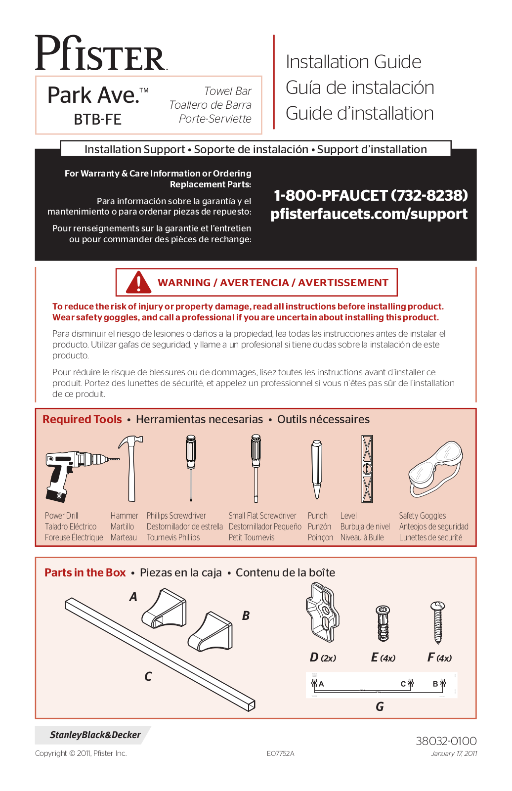 Pfister BTB-FE1K User Manual