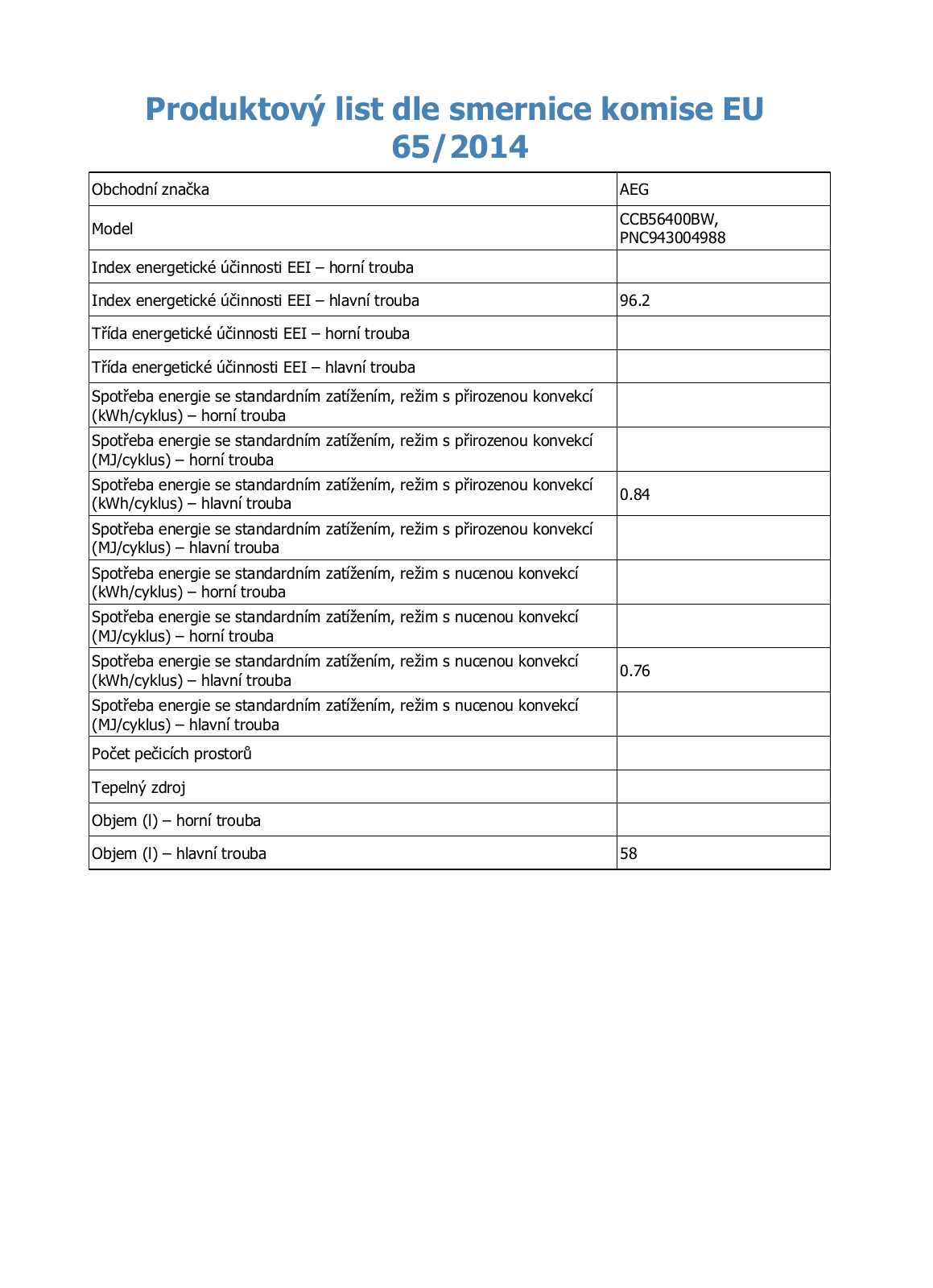 AEG Mastery CCB56400BW User Manual