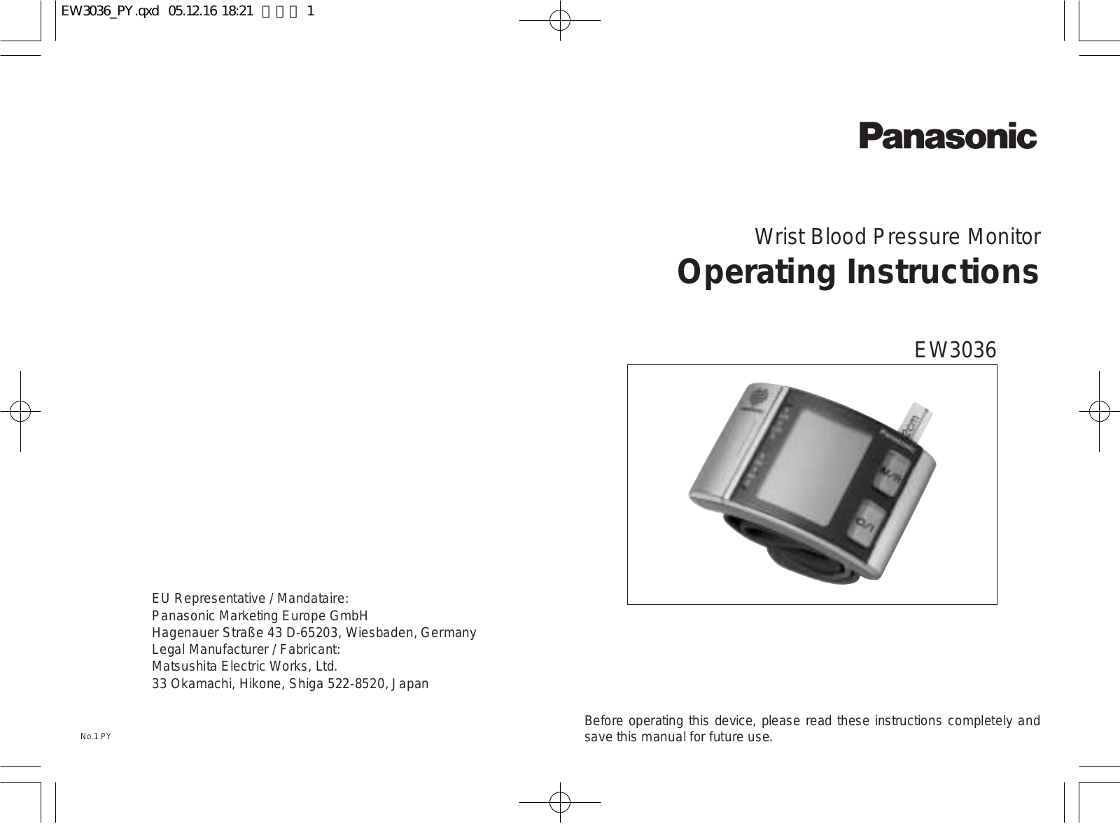 Panasonic EW3036 User Manual