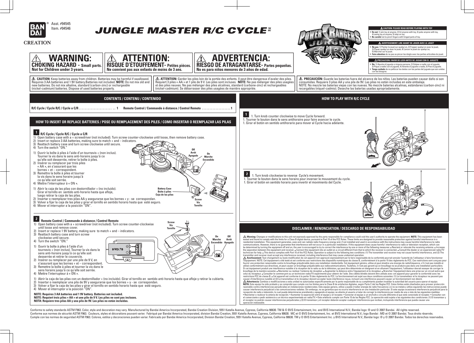 BANDAI 94545 User Manual