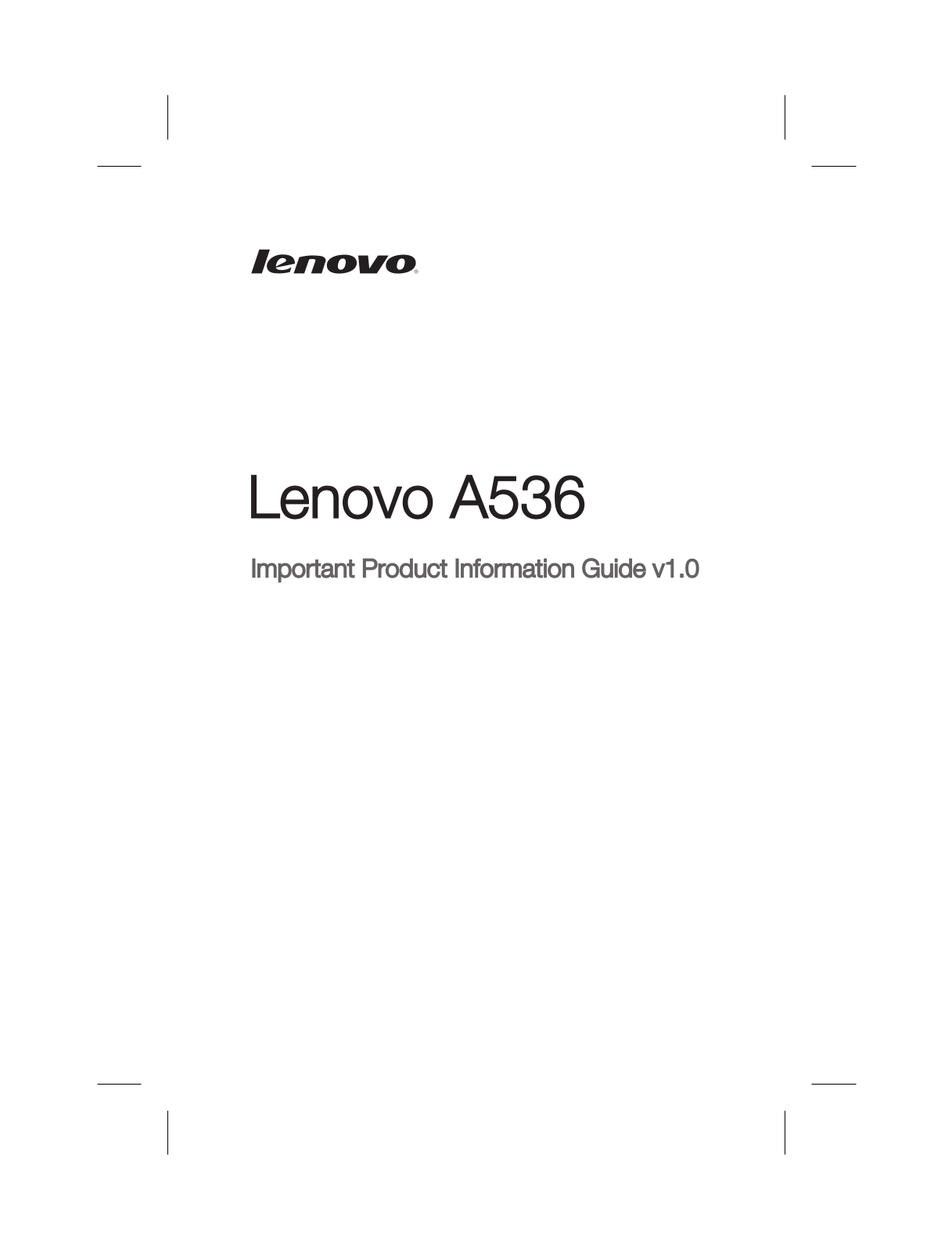 Lenovo A536 Important Product Information Guide