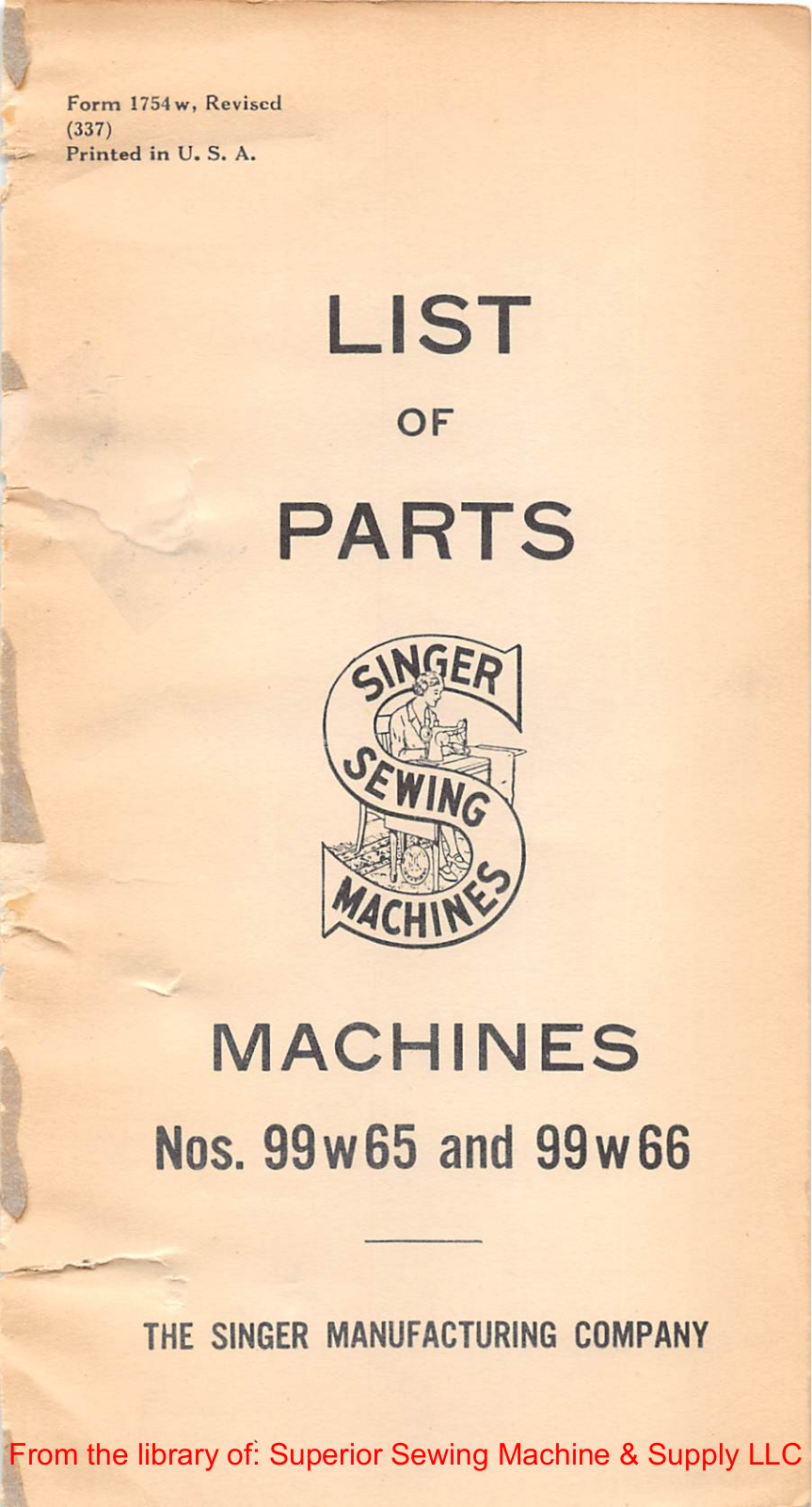 Singer 99W65, 99W66 User Manual