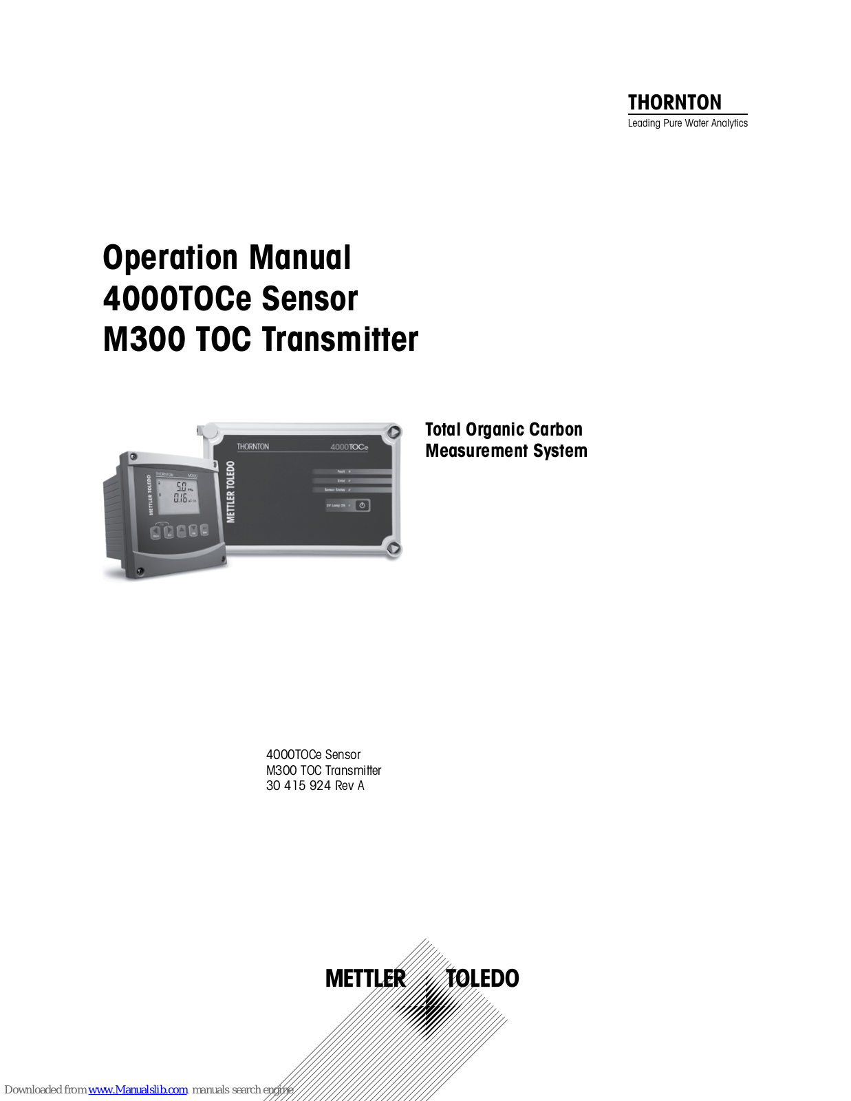 Mettler Toledo Thornton 4000TOCe, Thornton M300 TOC Operation Manual