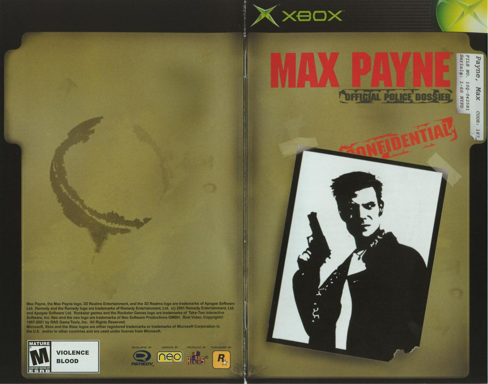 Games Microsoft XBOX MAX PAYNE User Manual