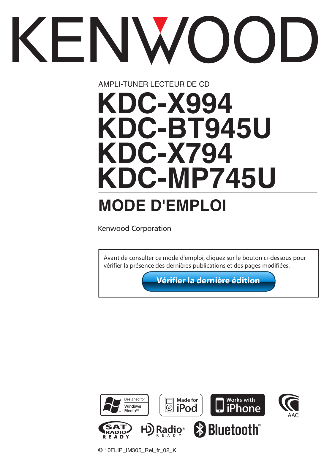 Kenwood kdc-x994 User Manual
