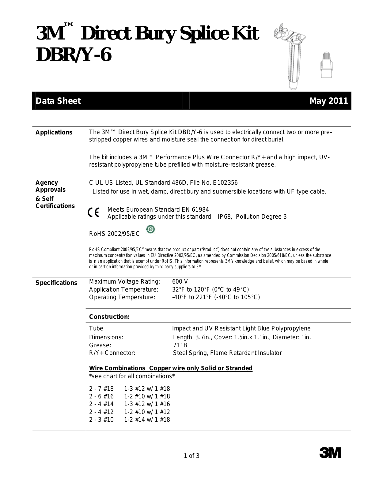 3M DBR-Y-6 Data Sheet