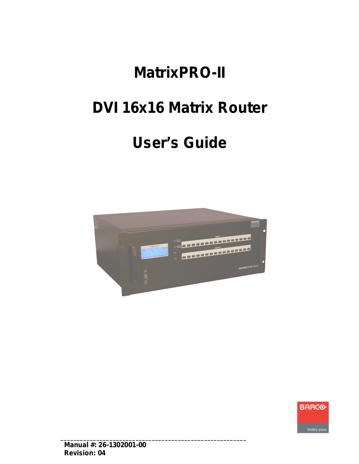 Barco DVI 16X16 User Manual