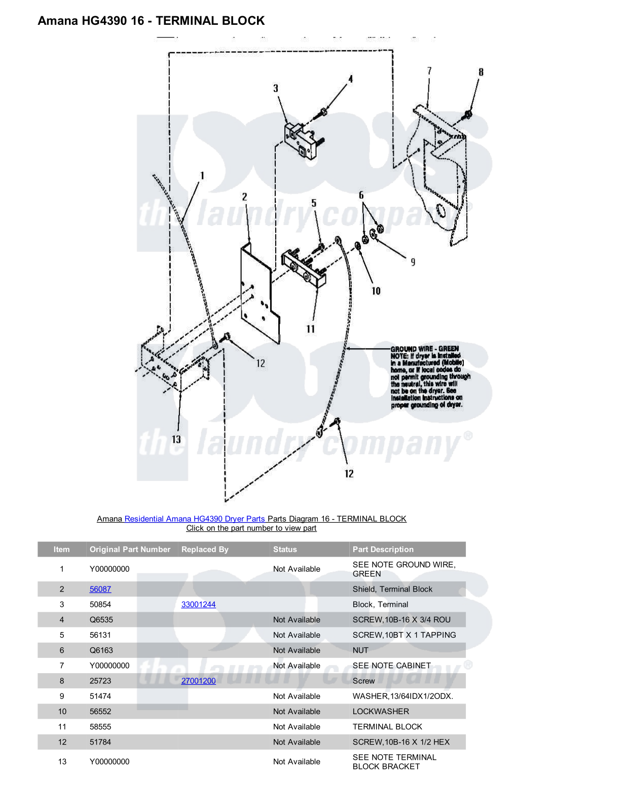 Amana HG4390 Parts Diagram