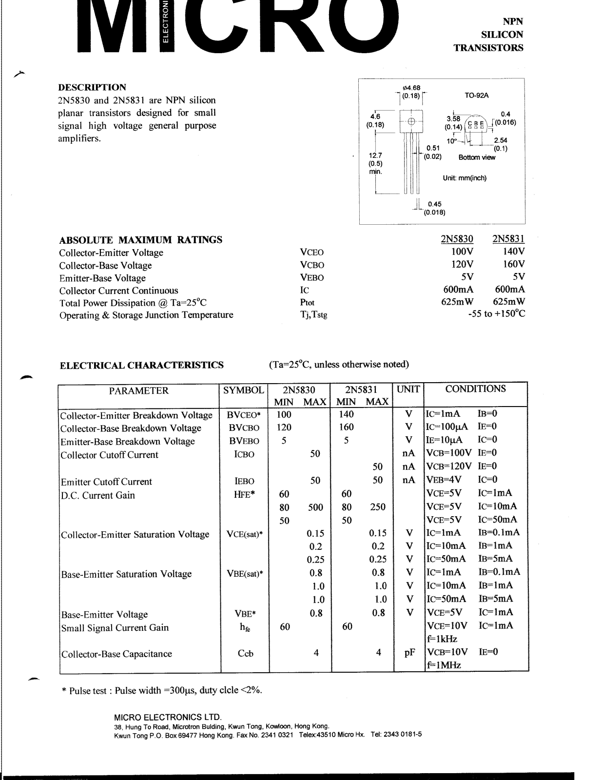 ME 2N5830 Datasheet