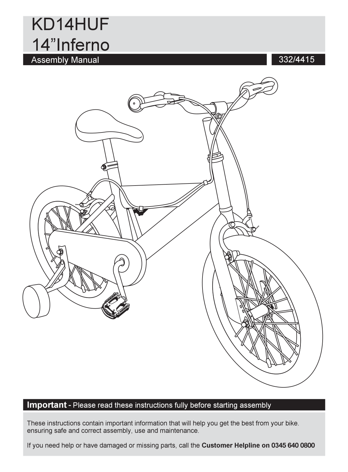 Huffy KD14HUF Instruction manual