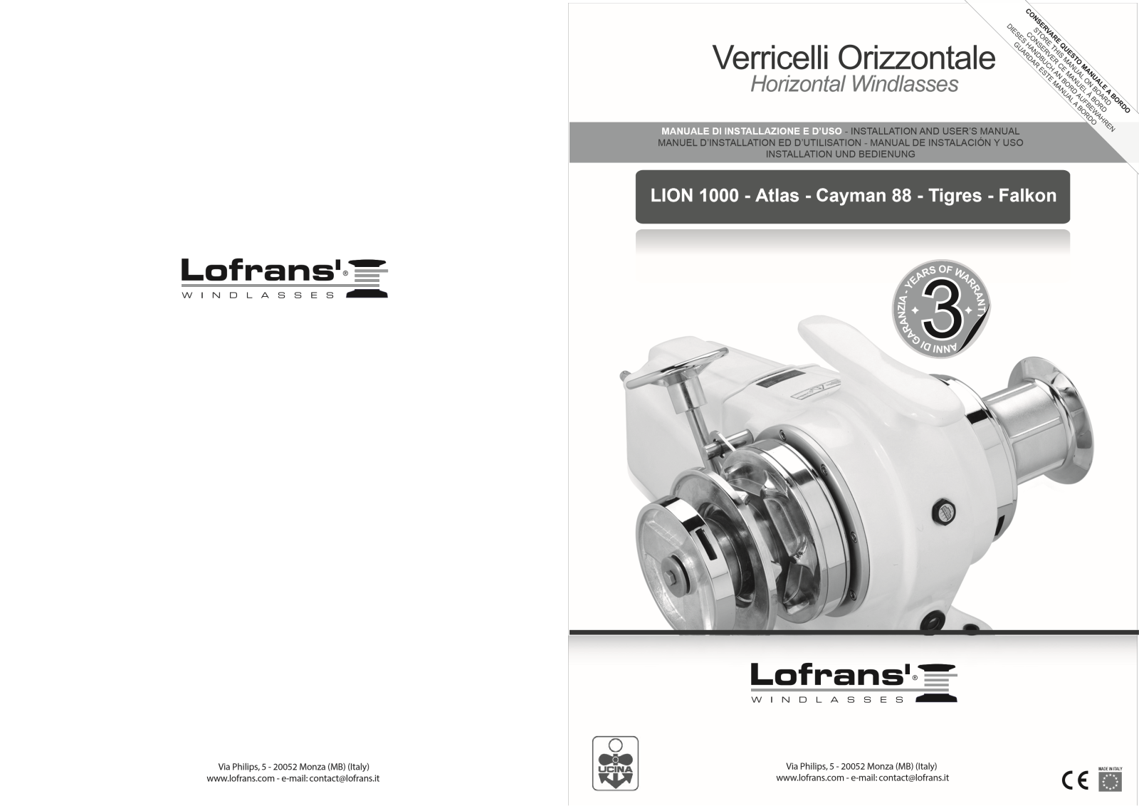 LOFRANS LION 1000, Atlas, Cayman 88, Tigres, Falkon User guide - ManualMachine.com