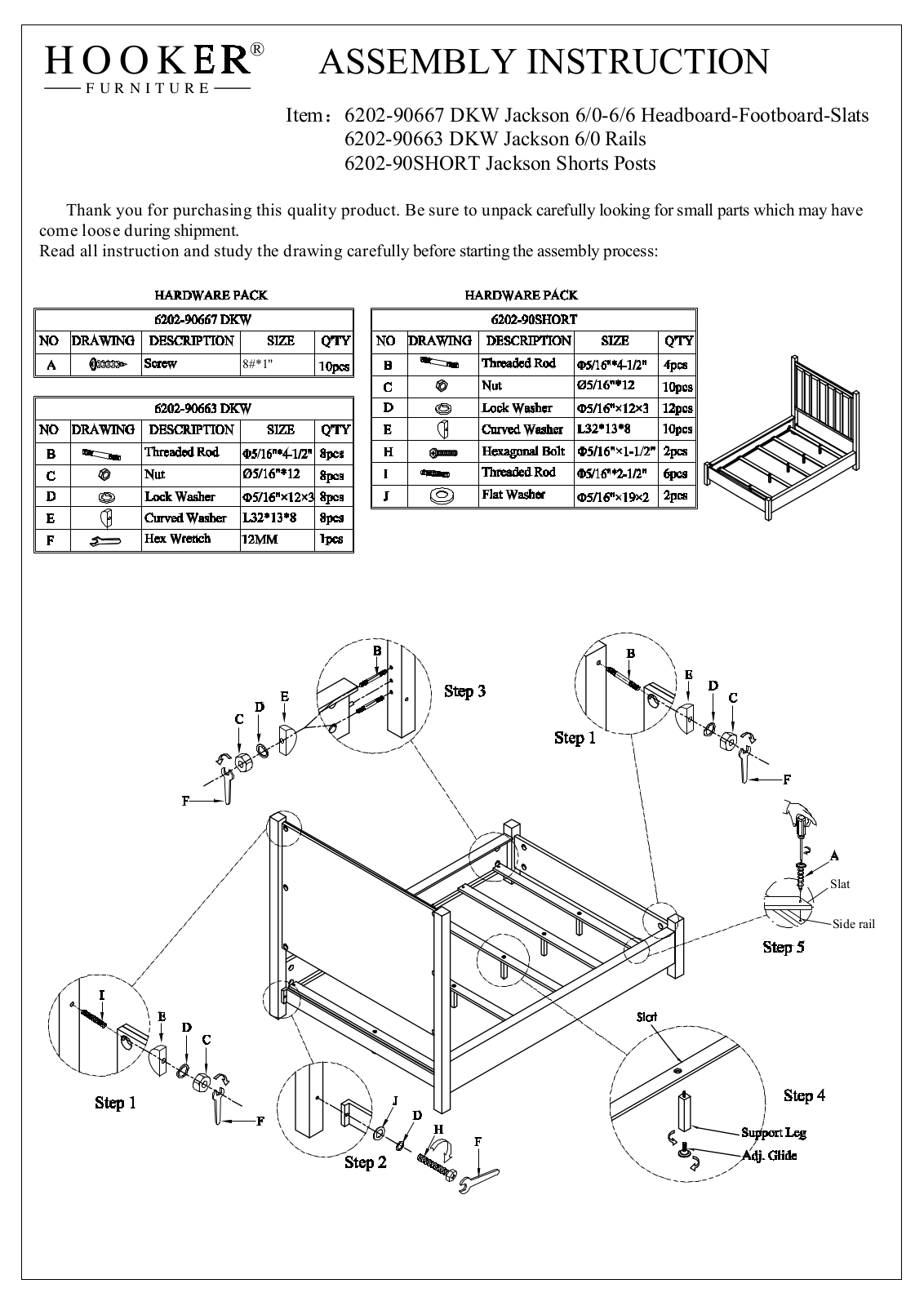 Hooker 6202-90660-SHORT Assembly Instructions