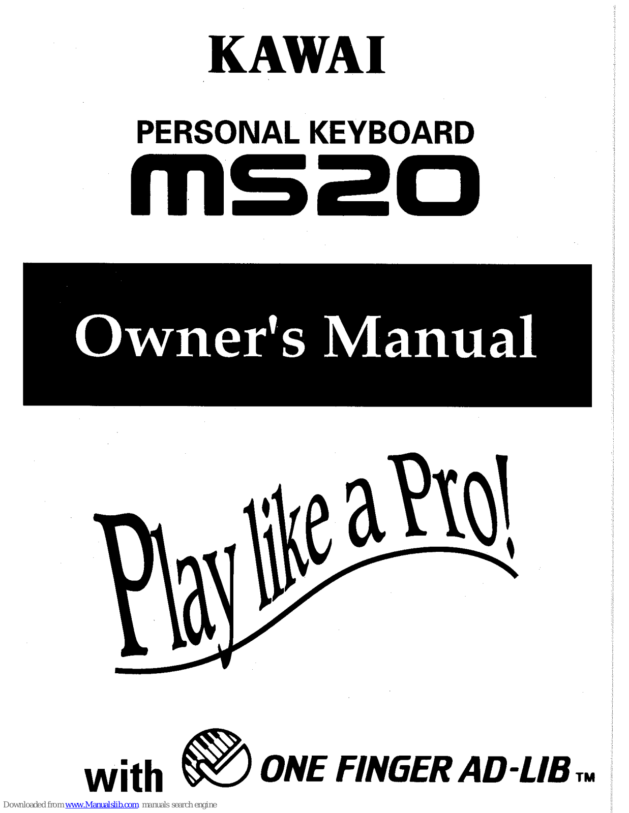 Kawai Personal Keyboard MS20 Owner's Manual