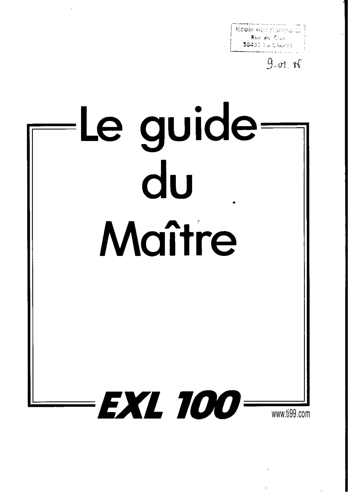 EXELVISION EXL 100 User Manual