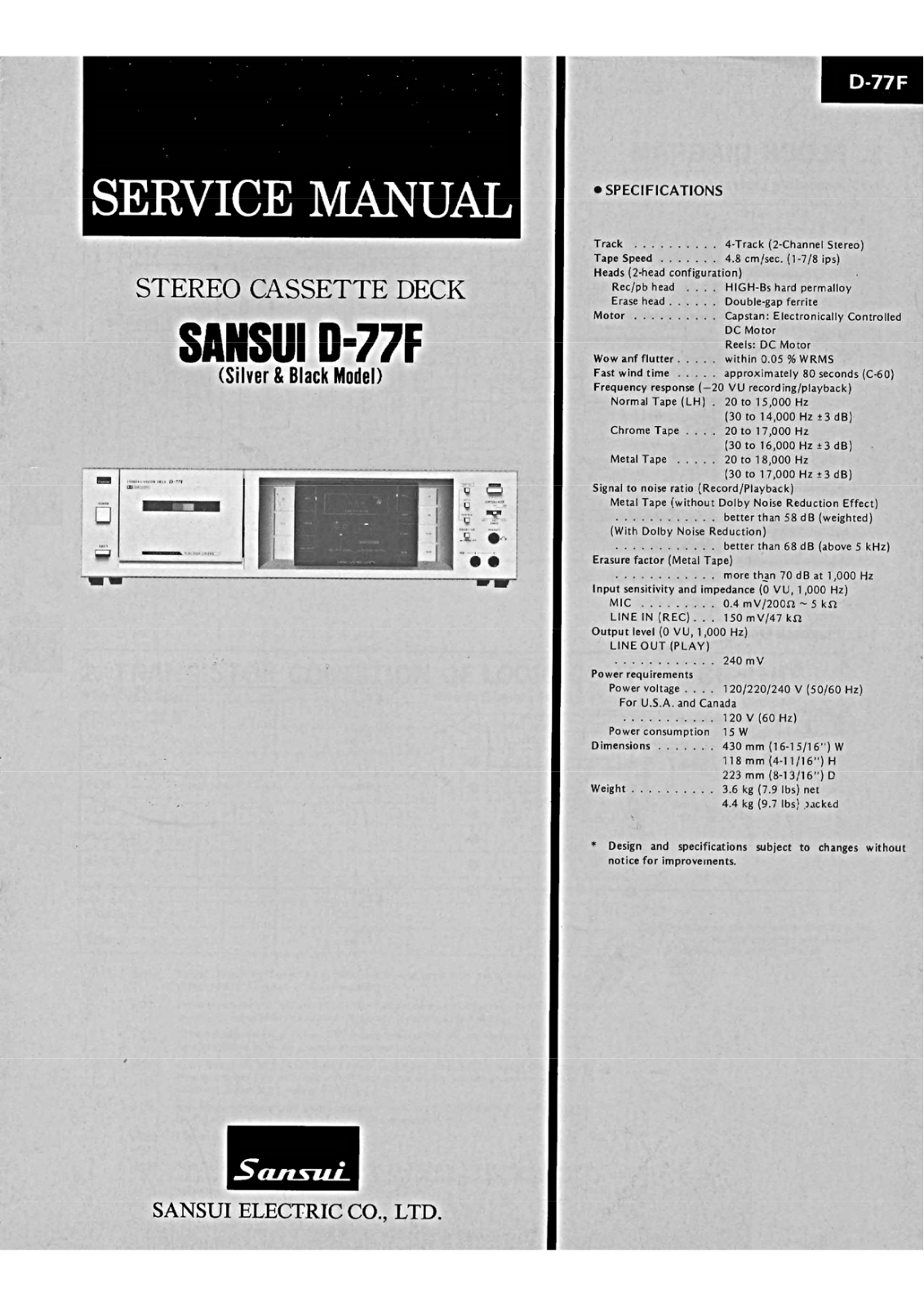 Sansui D-77-F Service Manual