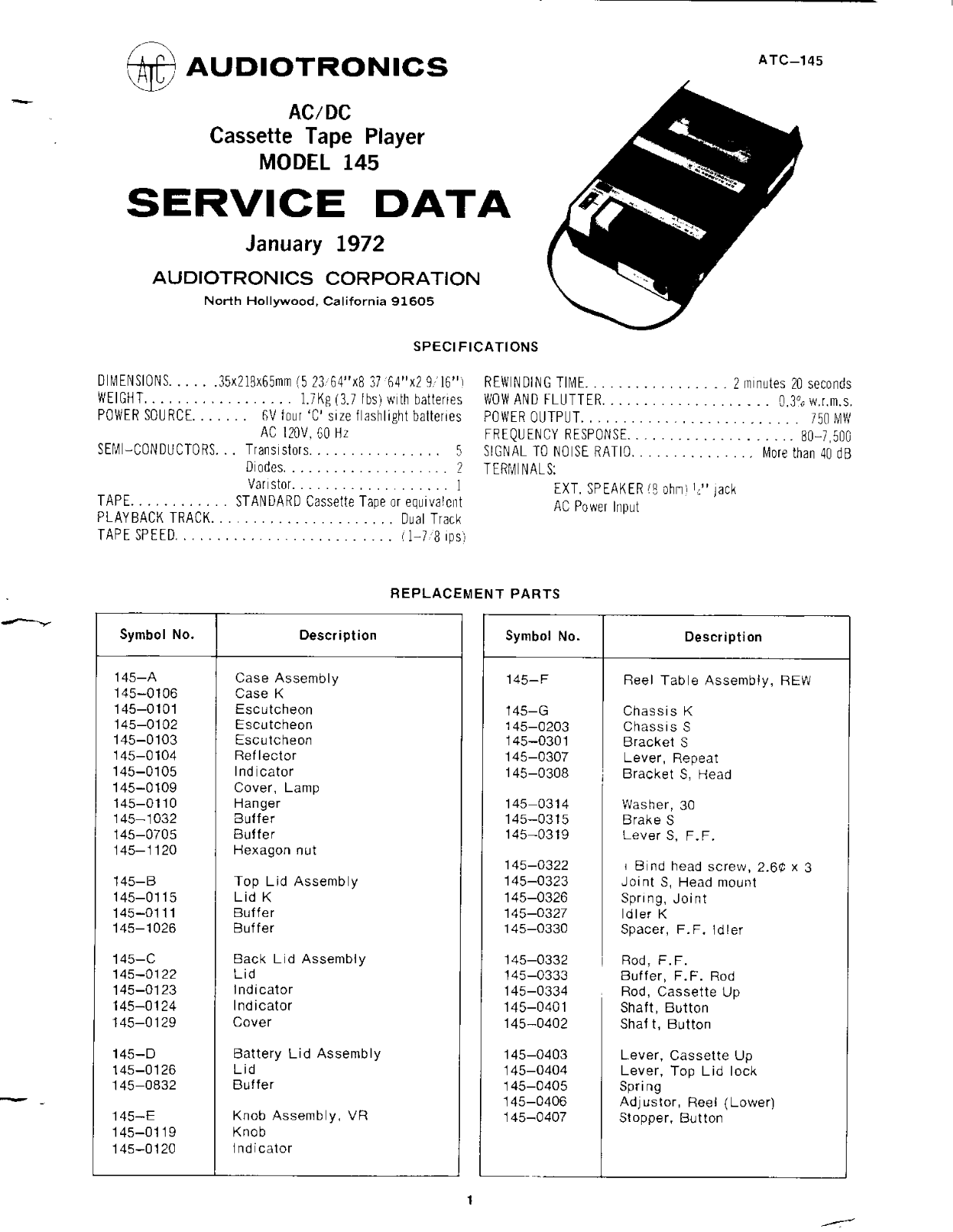 Audiotronics 145 User Manual - ManualMachine.com