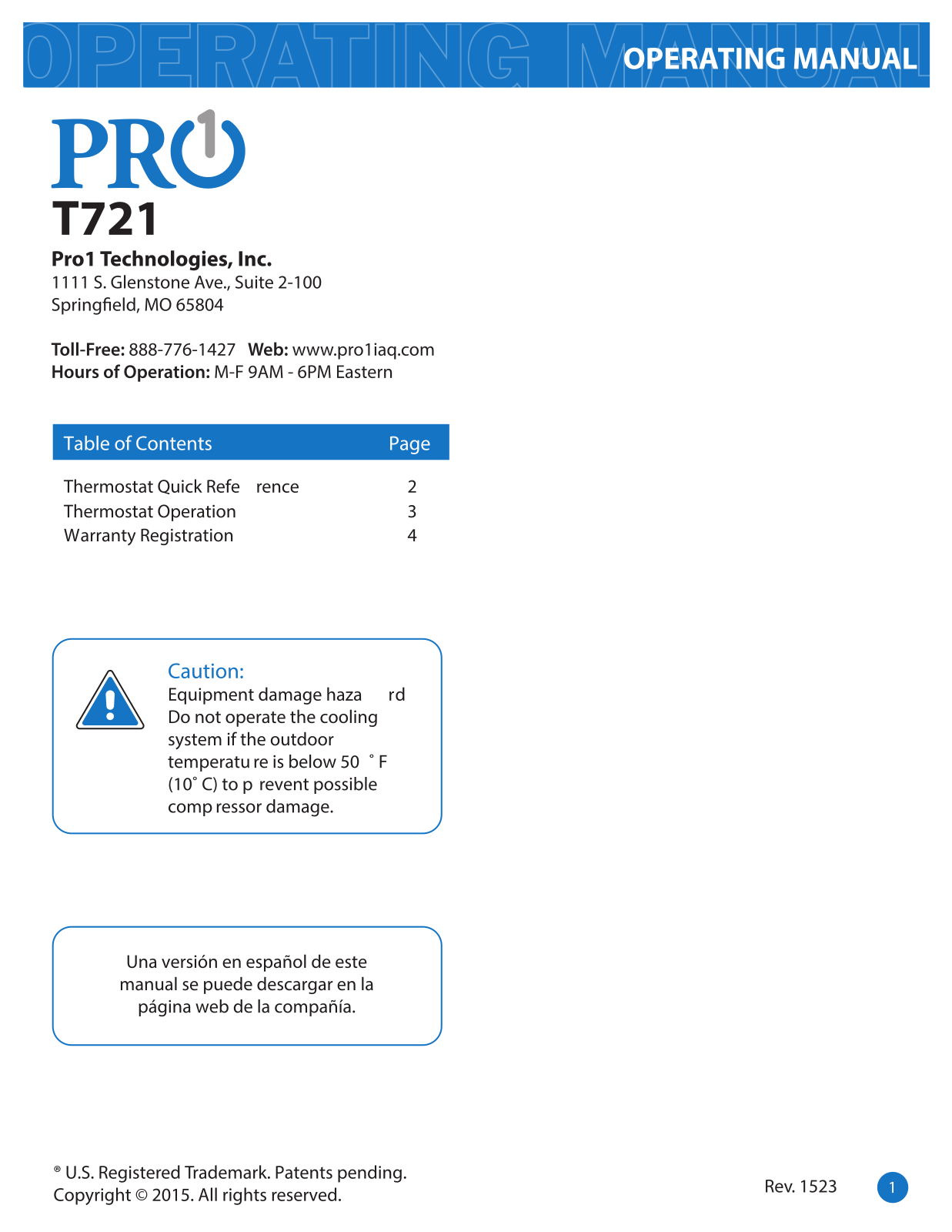 Klimaire T721 User Manual