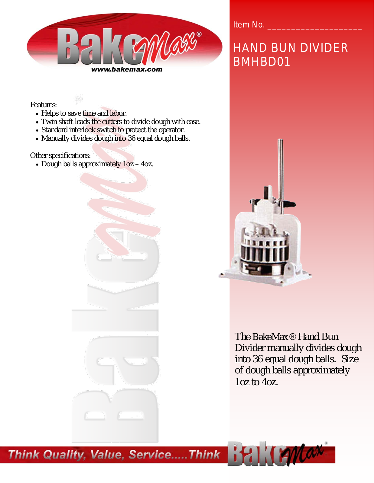 Bakemax BMHBD01 Specifications - ManualMachine.com