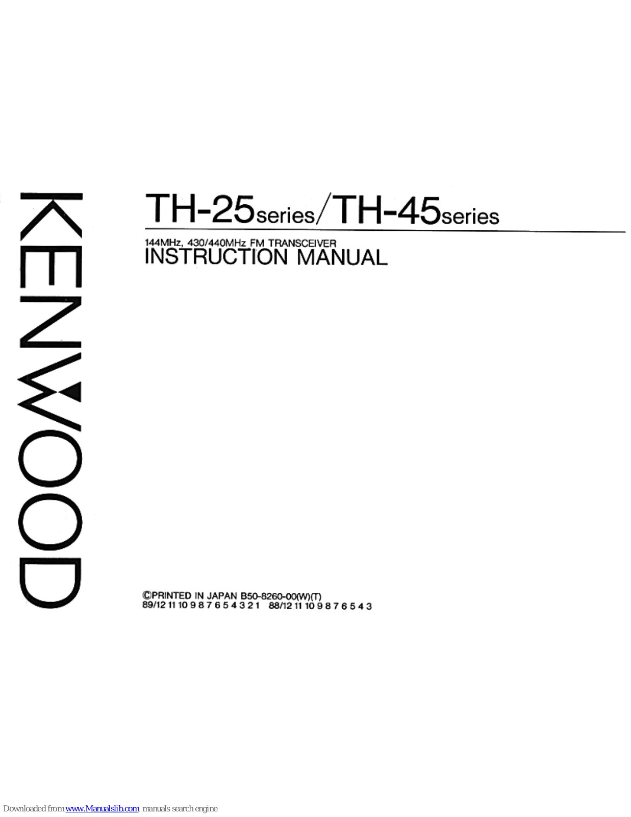 Kenwood TH-25 Series, TH-45 Series Instruction Manual