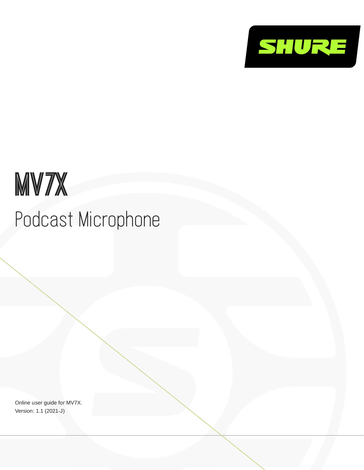 Shure MV7X USER GUIDE