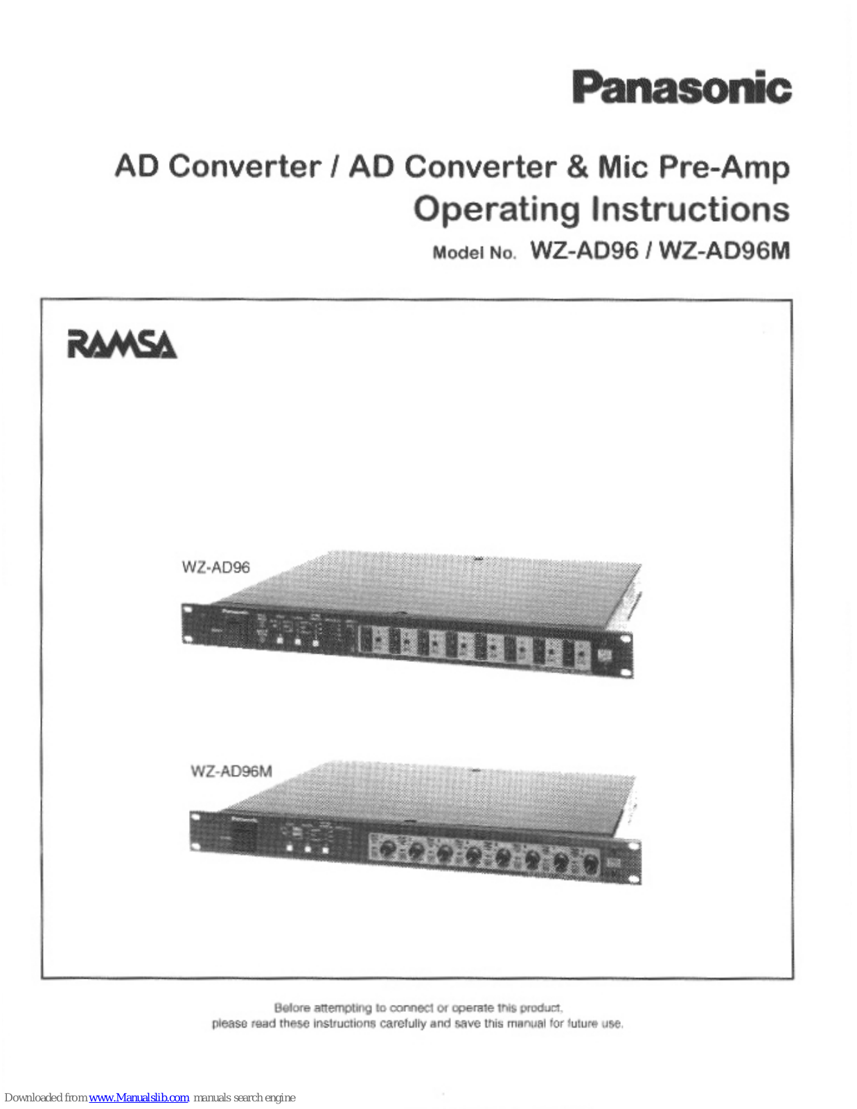 Panasonic Ramsa WZ-AD96M, Ramsa WZ-AD96 Operating Instructions Manual