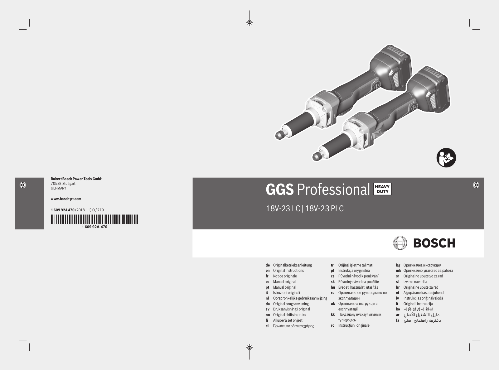 Bosch GGS 18V-23 LC operation manual