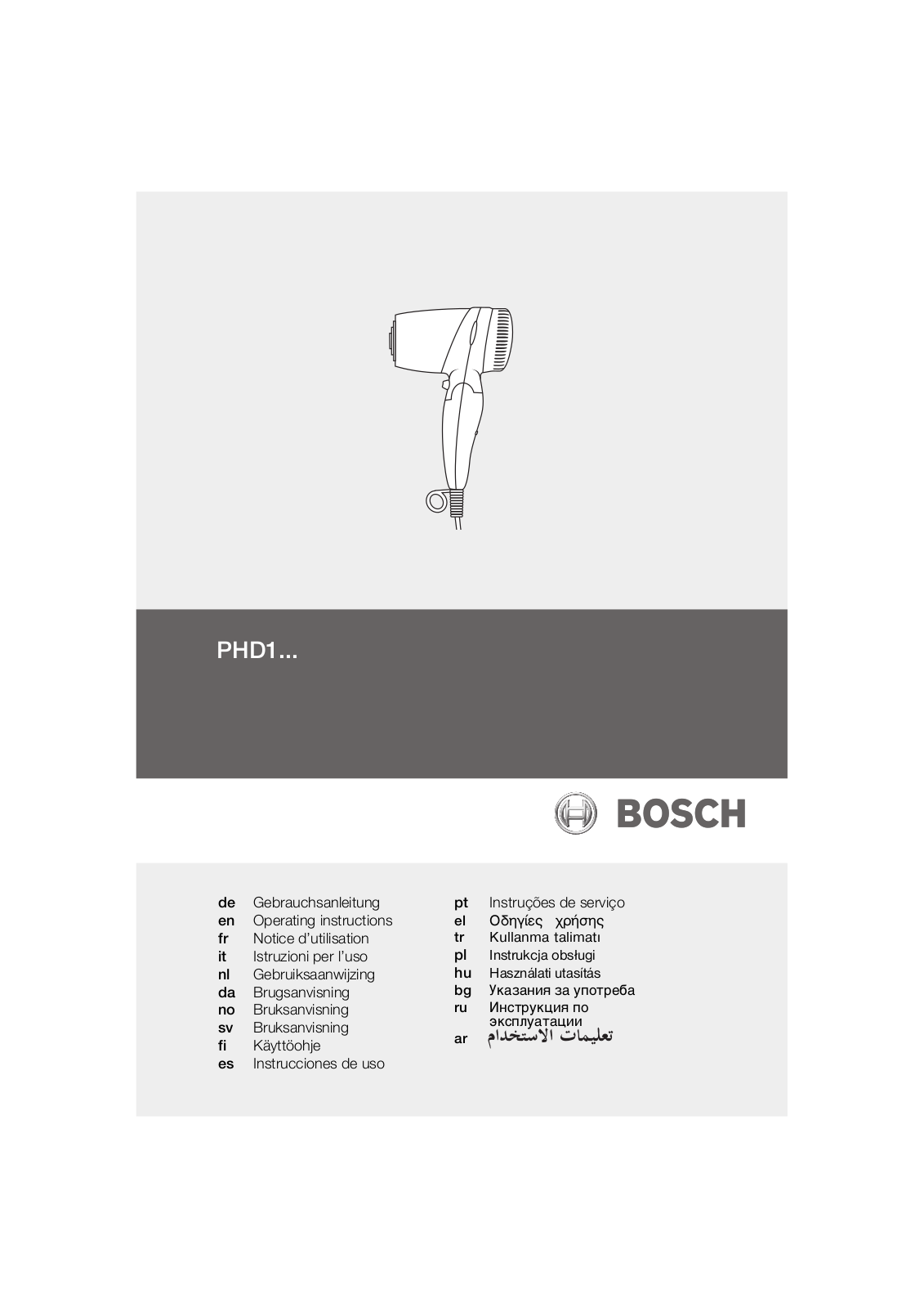 Bosch PHD1150 User Manual