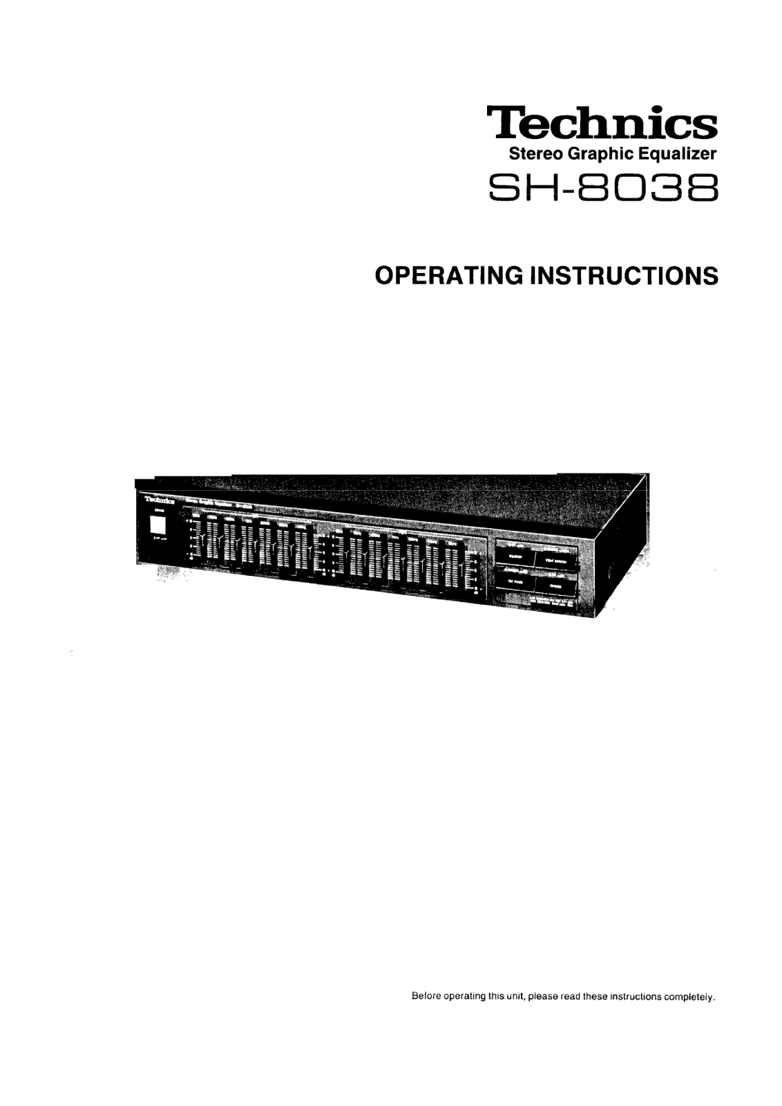 Technics SH-8038 Owners Manual