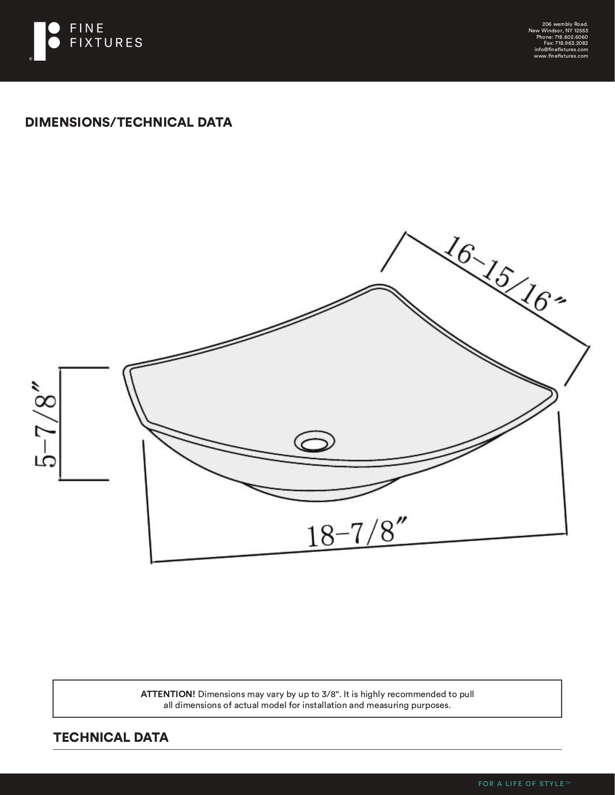 Fine Fixtures FINF1074 Dimensions - ManualMachine.com