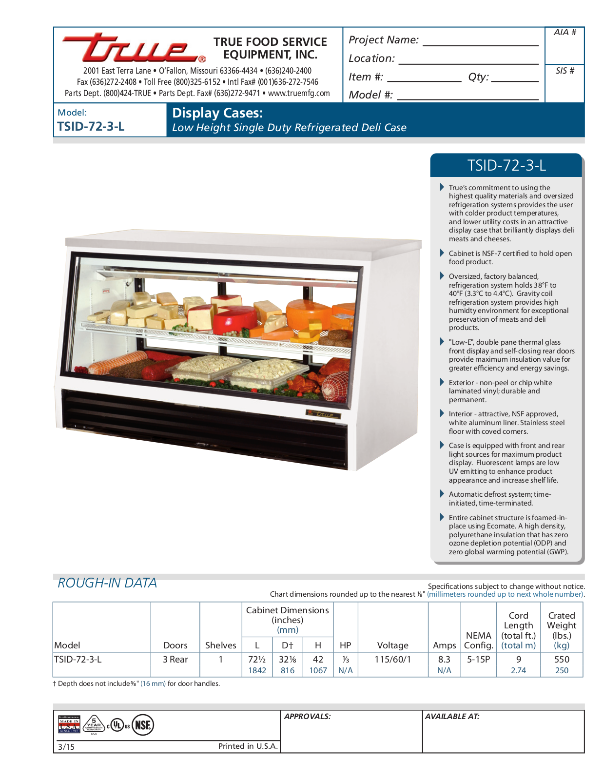 True TSID-72-3-L User Manual