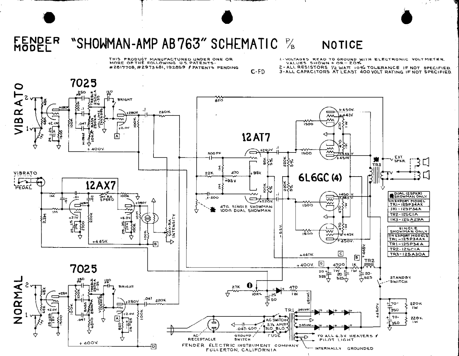 Fender Showman-AB763 Schematic