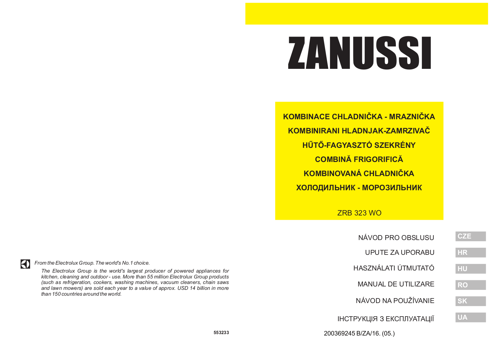 Zanussi ZRB323WO User Manual